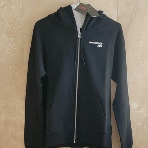 Brand New with Tags, Black New Balance Fleece Zip-front Hooded Jacket. Size S.